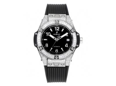 MS Factory Hublot geneve chronograph black Big Bang Silver steel case with White diamond Watch